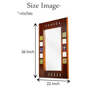Sheesham Wood Geometric <b>Mirror</b> with Ceramic Tiles | Handcrafted Wholesale - Product Image 6