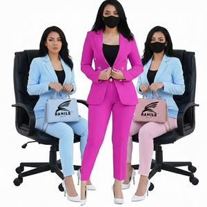 Conjunto de Blazer y Pantalones Slim de Último Diseño, Cierre Cruzado con Botones, Tejido de Algodón y Poliéster, Traje Formal de Negocios para Mujer - Product Image 5