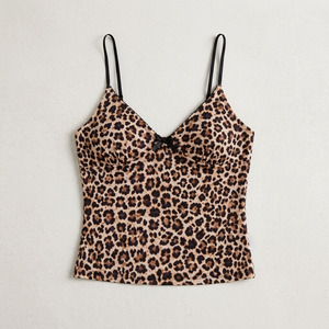 Camisola con estampado de leopardo a la moda, camisa de mujer con cuello en V y tirantes finos, camiseta sin mangas con estampado animal, moda de verano y primavera - Product Image 3