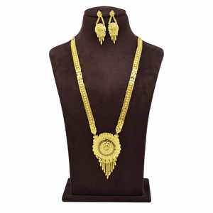 Juego de Collares Rani Haar con Diseño Floral en Oro Micro de 14K, 18K y 24K, Joyería de Latón Dorado de Moda, Juego de Joyería para Bodas Indias - Product Image 2