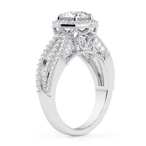 Round Cut Lab Grown Diamond Halo Split Shank Rose <b>Gold</b> <b>Vintage</b> Unique Heavy Anniversary <b>Ring</b> for Women - Product Image 6