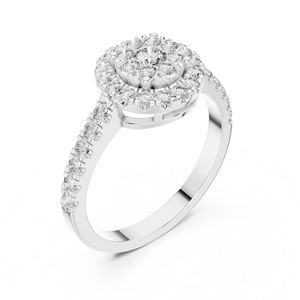 Anillo de Compromiso de Oro Blanco de 14K con Diamante Cultivado en Laboratorio, Corte Redondo, para Mujer |   Diamante Cultivado Nuevo - Product Image 5