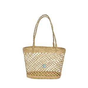 Sac fourre-tout décontracté pour femme en coton et jonc de mer tressé, fait main, style bohème, avec bandoulière réglable et fermeture à bouton, taille personnalisable - Product Image 1