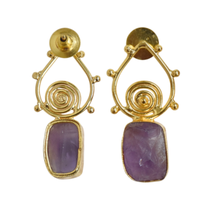 Pendientes de Amatista al por Mayor de Laxmi Jewellers, Chapados en Oro de 18K, con Engaste de Bisel en Forma de Gota de Agua, Piedra Natural, Proveedor de Joyería al por Mayor - Product Image 2