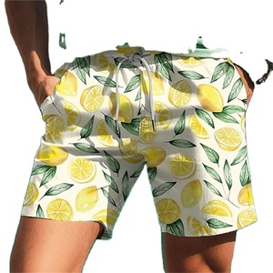2025 Summer <b>Men's</b> Casual Swim <b>Trunks</b> 100% Cotton Sexy Surf Board Printed Quick Dry Beachwear Shorts with Drawstring - Product Image 2