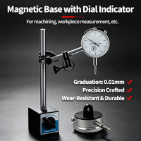 Indicateur de cadran mécanique 0-10 mm 0,01 mm avec base magnétique et support de bras réglable pour l'inspection de machines-outils (tour)