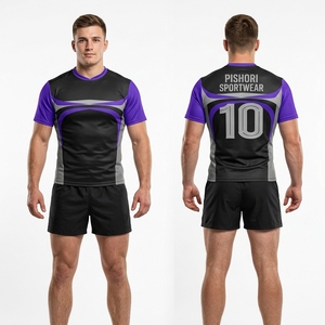 Custom <b>Cobalt</b> <b>Blue</b> Men's Minimal Rugby Kit Clean Line Jersey Shorts 100% Polyester Sublimation Sports Uniform - Product Image 6