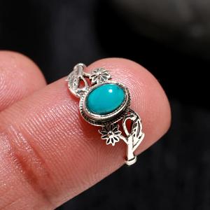 Women's <b>Ring</b> Natural <b>Turquoise</b> Gemstone December Birthstone Christmas Gift Handmade Jewelry 925 Sterling Silver <b>Ring</b> - Product Image 2