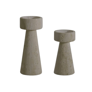 Support de bougie en pierre naturelle artisanale écologique en travertin beige, centre de table décoratif pour la maison et les mariages - Product Image 1