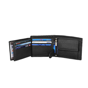 Best Brands <b>Men's</b> Crazy Horse Leather Slim <b>Wallet</b> Genuine Leather <b>RFID</b> Protection Fold Closure Daily Use Factory Customized - Product Image 4