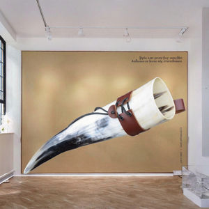 Corne à boire viking avec bord en métal, écologique, style animal, verre à vin d'inspiration médiévale, support en fer, objet antique, Inde - Product Image 5