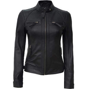 Veste en cuir d'agneau véritable imperméable pour femme avec doublure en satin et nylon, design personnalisable, écologique et respirant - Product Image 1