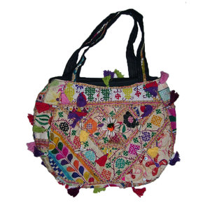 Bolsos Bohemios Étnicos Bordados Auténticos de Estilo Patchwork Vintage, Bolsos Banjara Indios Hechos a Mano, Bolso de Hombro Tribal Gitano - Product Image 5