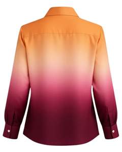 Camisa de Manga Larga para Mujer, Color Degradado de Albaricoque a Rojo Vino, Personalizada, con Botones, Estilo Casual para Oficina, Fabricante de Ropa Personalizada - Product Image 2