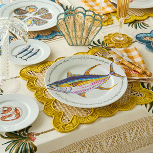New Arrival 2026 Elegant Green Wavy <b>Placemat</b> Scalloped Rattan <b>Placemats</b> for Dining Table Boho Rattan Charger Plates - Product Image 6