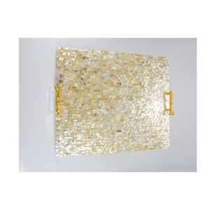 Rectangular <b>MOP</b> Inlay Serving Storage Trays With <b>Handles</b> Customized Handmade Luxury Wedding Ramadan Eid Trendy Serving Platters - Product Image 2