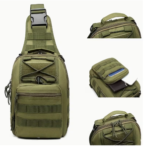 Sac à bandoulière tactique vert en nylon, multi-poches, système MOLLE, sac à dos utilitaire unisexe pour l'extérieur, étanche, pour le voyage, le sport, le rangement des équipements - Product Image 6