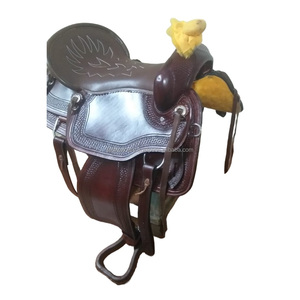 Selle de cheval de course occidentale de haute qualité en cuir 100% la plus vendue avec ensemble de clous de cheval assortis Selle en cuir de sentier de plaisir - Product Image 1