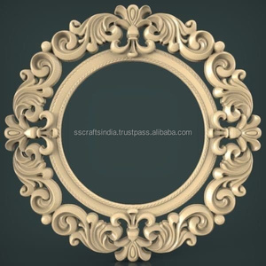 Export Quality Small Wooden Mirror <b>Frame</b> for Wall <b>Mounting</b> Functional and Decorative Piece for Spacious Rooms from India - Product Image 1