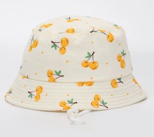 Sombreros de Pescador para Niños, Sombreros de Verano para Bebés y Niñas Pequeñas con Diseño de Cereza, Gorra de Playa con Cuerda Antiviento - Product Image 1