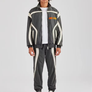 Custom Made Men's Winter Casual Satin Tracksuit Set <b>Patchwork</b> Zip-Up <b>Jacket</b> Jogger Pants High Quality Windbreaker Quick Dry - Product Image 6