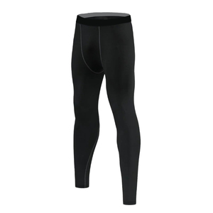 Ensemble de sous-vêtements de compression noirs pour hommes, 2-en-1, à capuche, manches longues, coupe sportive, pour l'automne, en polyester respirant et léger, avec détails latéraux - Product Image 2