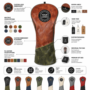 Personalization Waterproof Comfortable Leather Pu Leather Durable <b>Golf</b> Head Covers Hybrid Protector <b>Golf</b> Head Covers Driver - Product Image 5