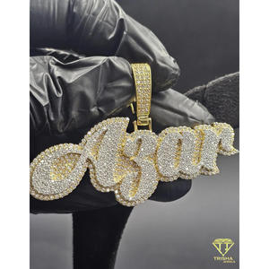 "ASAR" <b>Letter</b> Name Pendant Iced Out Lab Grown Diamond Hip Hop Necklace Gold Bling Custom Jewelry Gift - Product Image 5
