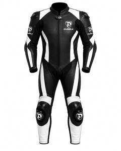 Dumela Custom Genuine Leather Waterproof Windproof Motorbike <b>Suit</b> Full <b>Body</b> Protection Black <b>White</b> Breathable Unisex Auto Racing - Product Image 1