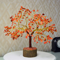 Pot de fleurs décoratif en bois fait main avec 300 perles de cornaline rouge, thème mascotte, pierres naturelles, étanche, vente en gros