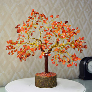 หินคาร์เนเลียนสีแดง กันน้ำ 300 เม็ด ฐานไม้ งานแฮนด์เมด ตกแต่งต้นไม้ธีมมาสคอต กระถางดอกไม้ อัญมณีธรรมชาติ ขายส่ง - Product Image 3