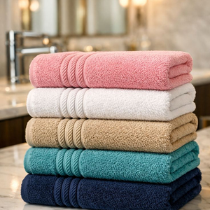 Toalla de Baño y Playa de Algodón Jacquard Teñido con Hilo, Diseño a Rayas Grandes, Suave, Absorbente y de Alta Calidad - Product Image 2