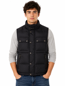 Mens Premium Black Puffer Vest Sleeveless Jacket <b>Quilted</b> Bodywarmer Winter Warm Insulated Vest Stylish Casual Outerwear zipper - Product Image 1