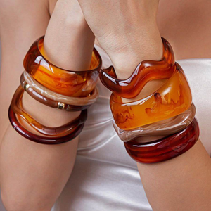 Wholesale Eco-Friendly Colorful Geometric Beaded Resin Hand-painted <b>Bangles</b> Set <b>Indian</b> for Women Fashion India - Product Image 5