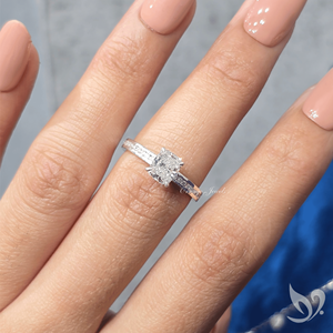 1CT Elongated <b>Cushion</b> Lab Diamond <b>Ring</b> Channel Pave Band IGI Certified 10K White Gold Engagement <b>Ring</b> - Product Image 4