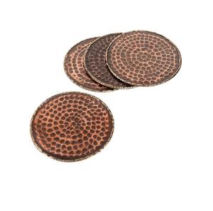 Sous-verre rond en bois massif brun, très vendu, avec support en métal noir, sous-verre décoratif pour le service du thé - Product Image 4