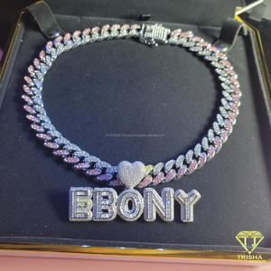 Luxury " EBONY " Letter Pendant <b>Chain</b> Lab Grown Diamond Custom <b>Name</b> Necklace Hip Hop Bling Jewelry Gift - Product Image 3