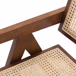 Sedia da Pranzo Moderna Stile Mid-Century, Comoda Poltrona con Dettagli in Rattan per Esterni, Camera da Letto, Soggiorno o Terrazza - Product Image 3