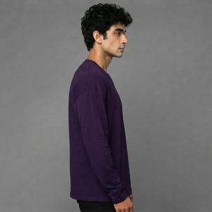 T-shirt col en V personnalisé pour homme, coupe oversize, manches longues, haute qualité, écologique, style décontracté, usage quotidien, vente en gros - Product Image 3