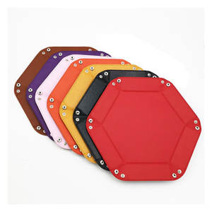 High Quality PU Leather and Velvet <b>Mat</b> Desktop Storage Trays Foldable DND and Other Table Games Rolling Hexagonal Dice Tray - Product Image 6