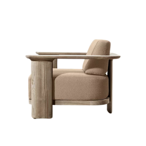 Sillón de Exterior Contemporáneo de Teca Sólida con Acabado Oscuro, Base Gruesa y Resistente, Cojín Confortable, Muebles de Lujo para Villa - Product Image 2