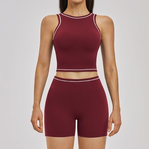 Ensemble 5 pièces de shorts de yoga et de sport slim à séchage rapide pour femme, collection automne 2026, avec logo frontal, idéal pour la gym, la course et le Pilates - Product Image 5