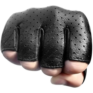 Gants de musculation en cuir à logo personnalisé, demi-doigts, robustes, pour haltérophilie, musculation et exercices de gym - Product Image 4