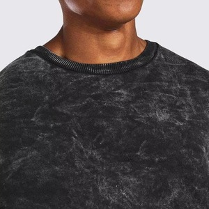 Sweat-shirt en molleton de coton noir délavé surdimensionné pour homme, col rond, coupe classique, style décontracté d'hiver, écologique - Product Image 5