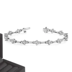 Pulseras de Diamantes Moissanite de Plata 925 de 4mm con Incrustaciones de Diamantes, Brazalete de Diamantes Estilo Hip Hop con Claridad VVS en Venta para Exportación - Product Image 2