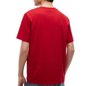 T-shirt à manches courtes pour homme, col rond, motif lettres rouges imprimé sur mesure, 100% coton tricoté, coupe classique, vintage, respirant, 300g - Product Image 2