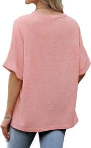 Women’s 2025 Trendy Loose Fit Knitted T Shirt Anti-Pilling Crew Neck Short Sleeve Oversized Casual Summer <b>Top</b> - Product Image 3
