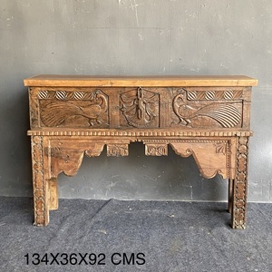 Best Collection Handmade Traditional Peacock Carving Wooden <b>Table</b> Antique Himalayan Art - Product Image 1