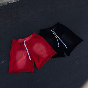 Shorts de sport vintage pour hommes, personnalisés, effet délavé soleil, respirants, délavés à l'acide, bords bruts, imprimés en relief, pour l'été – Nouveauté fournisseur - Product Image 3