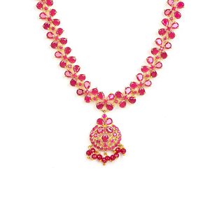 Handmade <b>Ruby</b> Gold Plated Premium <b>Necklace</b> Red Bride Wedding <b>Necklace</b> Jewelry At Factory Price - Product Image 2